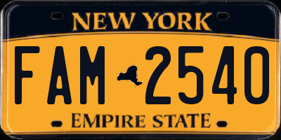 NY license plate FAM2540