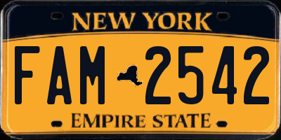NY license plate FAM2542