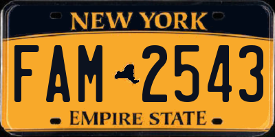 NY license plate FAM2543