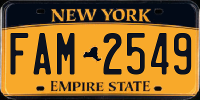 NY license plate FAM2549