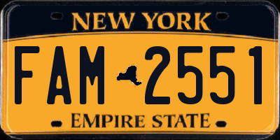 NY license plate FAM2551