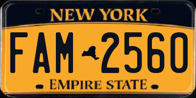 NY license plate FAM2560