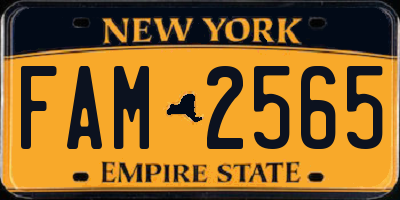 NY license plate FAM2565