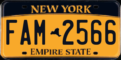 NY license plate FAM2566