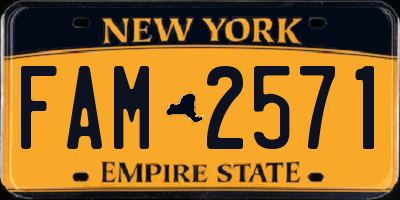 NY license plate FAM2571
