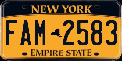 NY license plate FAM2583