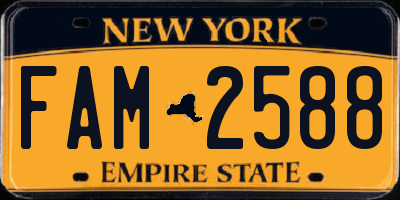NY license plate FAM2588