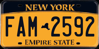 NY license plate FAM2592