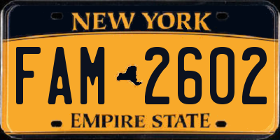 NY license plate FAM2602