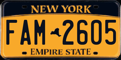 NY license plate FAM2605