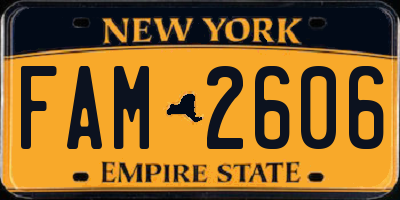 NY license plate FAM2606