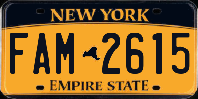 NY license plate FAM2615