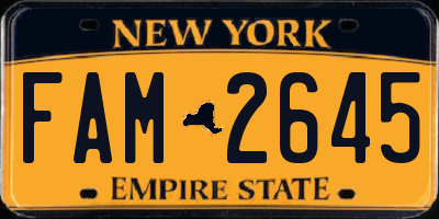 NY license plate FAM2645