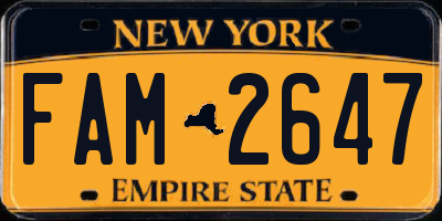 NY license plate FAM2647