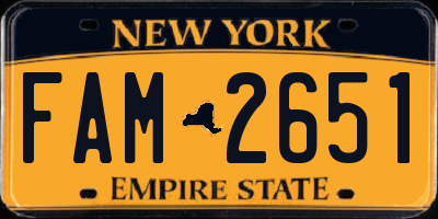 NY license plate FAM2651