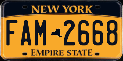 NY license plate FAM2668