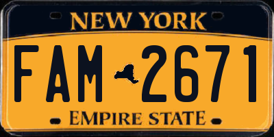 NY license plate FAM2671