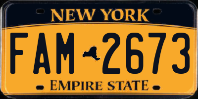 NY license plate FAM2673