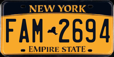 NY license plate FAM2694