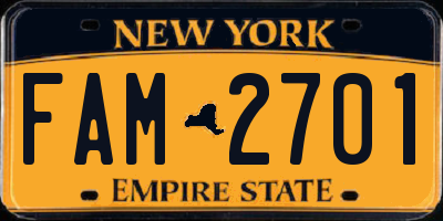NY license plate FAM2701
