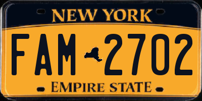 NY license plate FAM2702