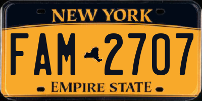 NY license plate FAM2707