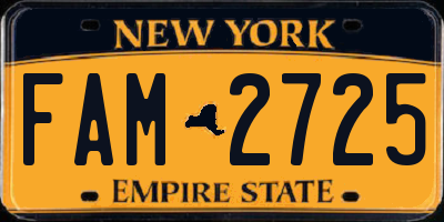 NY license plate FAM2725