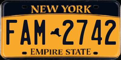 NY license plate FAM2742