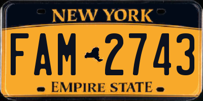 NY license plate FAM2743