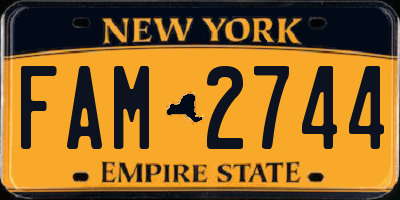 NY license plate FAM2744