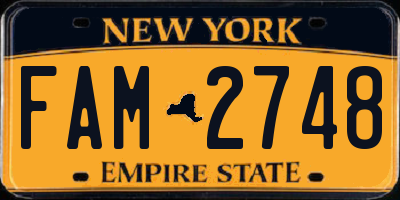 NY license plate FAM2748