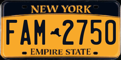 NY license plate FAM2750