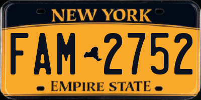 NY license plate FAM2752