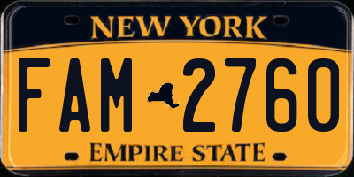 NY license plate FAM2760
