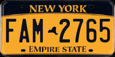 NY license plate FAM2765
