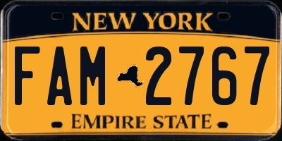 NY license plate FAM2767