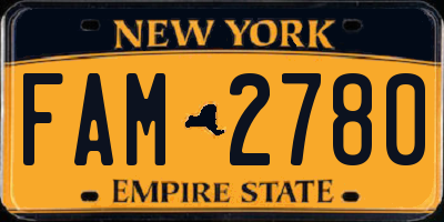 NY license plate FAM2780
