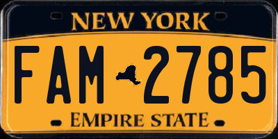 NY license plate FAM2785