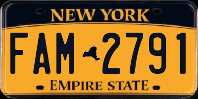 NY license plate FAM2791