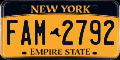 NY license plate FAM2792