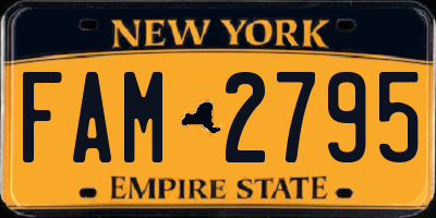 NY license plate FAM2795