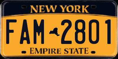 NY license plate FAM2801