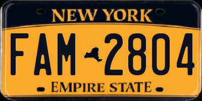 NY license plate FAM2804
