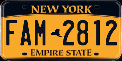 NY license plate FAM2812