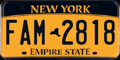 NY license plate FAM2818