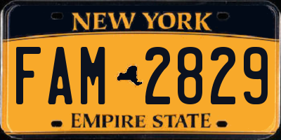 NY license plate FAM2829