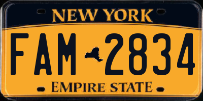 NY license plate FAM2834