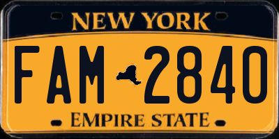 NY license plate FAM2840