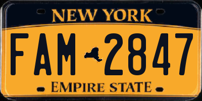 NY license plate FAM2847