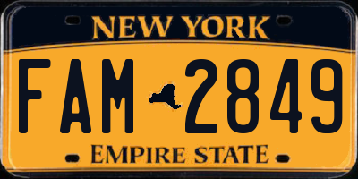 NY license plate FAM2849